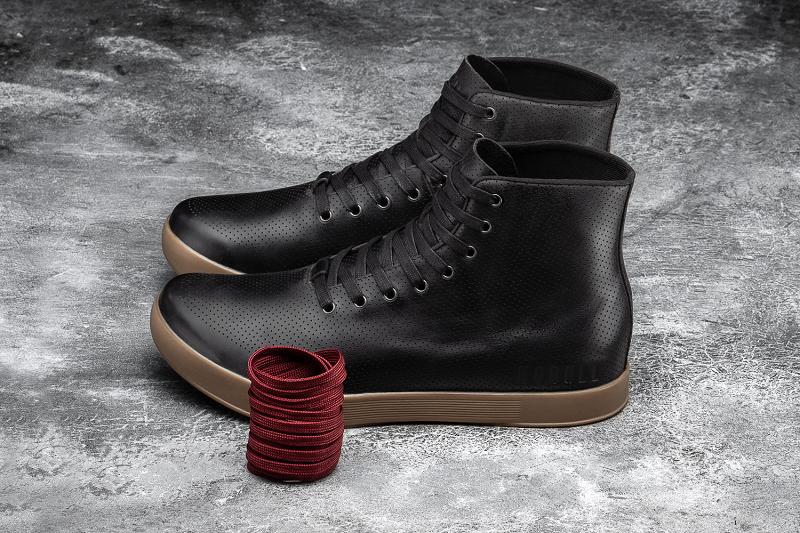 Black Nobull High-Top Dark Gum Leather Men's Trainers | CA B1404E